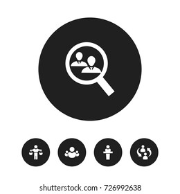 Set Of 5 Editable Team Icons. Includes Symbols Such As Human Resouces, Friendship, Leadership And More. Can Be Used For Web, Mobile, UI And Infographic Design.