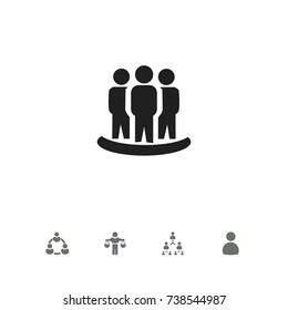 Set Of 5 Editable Team Icons. Includes Symbols Such As Male, Hierarchy, Partnership And More. Can Be Used For Web, Mobile, UI And Infographic Design.