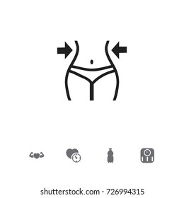 Set Of 5 Editable Training Icons. Includes Symbols Such As Slimming, Sport Water, Strong Love And More. Can Be Used For Web, Mobile, UI And Infographic Design.