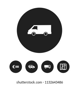 Set of 5 editable transport icons. Includes symbols such as light, travel driving, map and more. Can be used for web, mobile, UI and infographic design.