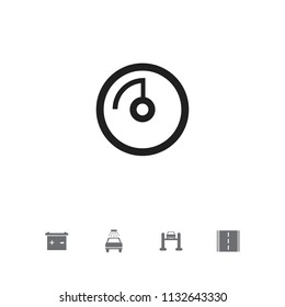 Set of 5 editable vehicle icons. Includes symbols such as road, battery, odometer and more. Can be used for web, mobile, UI and infographic design.