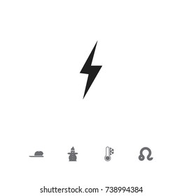 Set Of 5 Editable Weather Icons. Includes Symbols Such As Thunder, Snow Person, Freeze And More. Can Be Used For Web, Mobile, UI And Infographic Design.
