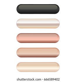Set of 5 elegant golden blank vector web buttons with different shapes.