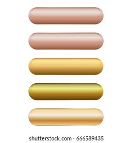 Set of 5 elegant golden blank vector web buttons with different shapes.