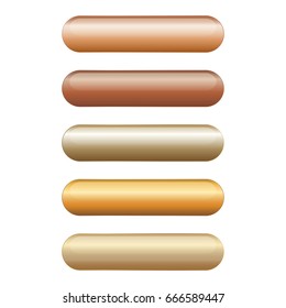 Set of 5 elegant golden blank vector web buttons with different shapes.