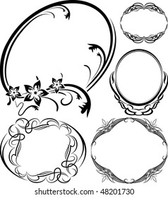 Set of 5 elegant oval frame. VECTOR