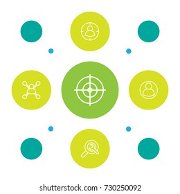 Set Of 5 Engine Outline Icons Set.Collection Of Targeting, Goal, Wrench And Other Elements.