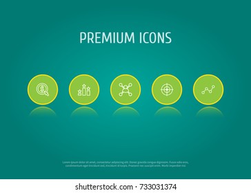 Set Of 5 Engine Outline Icons Set.Collection Of Stock Exchange, SEO Test, Cost Per And Other Elements.