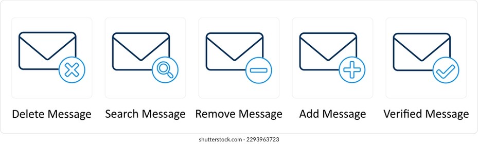 A set of 5 Extra icons as delete message, search message, remove message