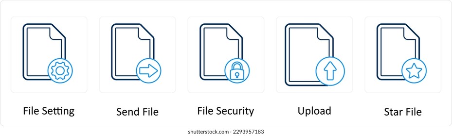 Un conjunto de 5 iconos adicionales como configuración de archivos, envío de archivos, seguridad de archivos