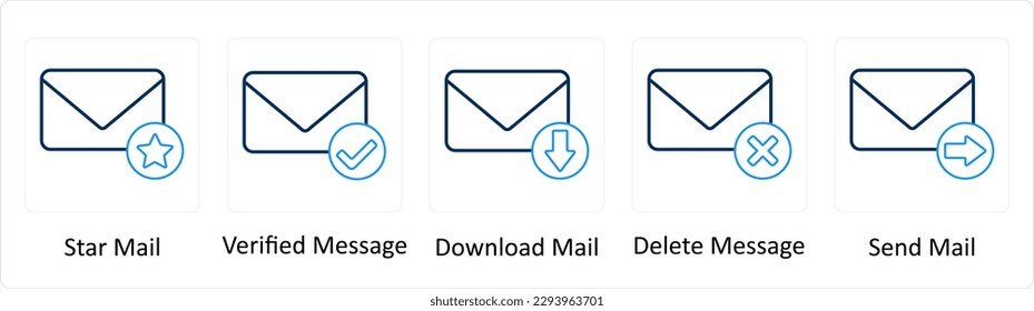 A set of 5 Extra icons as star mail, send mail, error mail