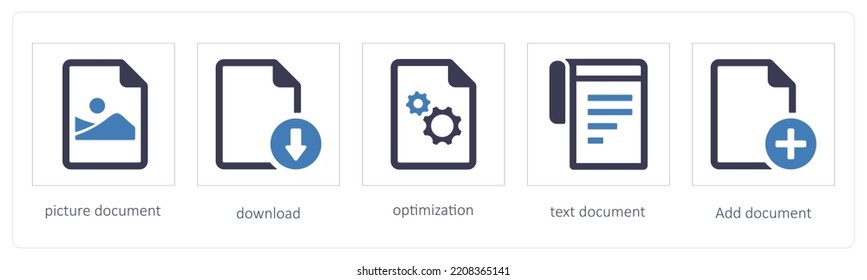 A Set Of 5 Files Icons Such As Picture Document, Download