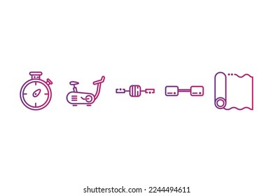 Conjunto de 5 iconos de gradiente de línea de fondo, estilo de línea de icono delgado, ilustración vectorial
