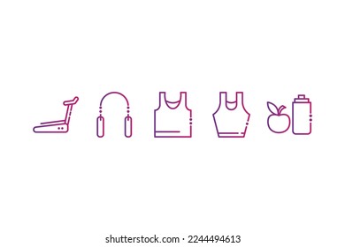 Conjunto de 5 iconos de gradiente de línea de fondo, estilo de línea de icono delgado, ilustración vectorial