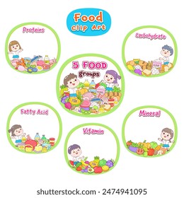 Set 5 food groups vector.