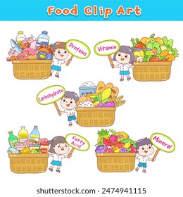 Set 5 food groups vector.