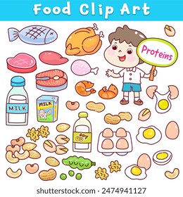 Set 5 food groups vector.