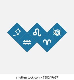 Set Of 5 Galaxy Icons Set.Collection Of Lion, Space, Water Bearer And Other Elements.