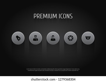 Set of 5 gambling icons set. Collection of chip, security, bet and other elements.