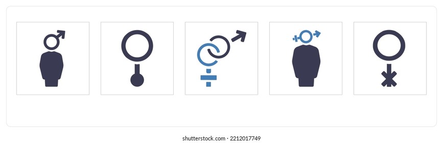 A set of 5 Gender icons such as male, gender, bisexual
