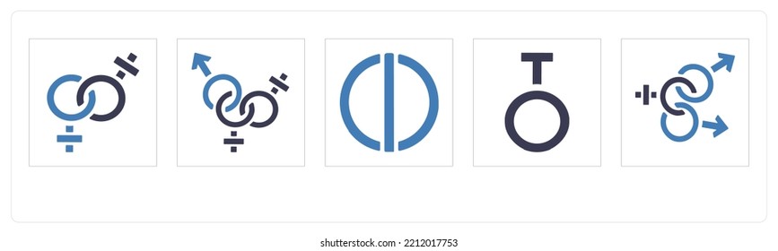 A set of 5 Gender icons such as male, gender, bisexual