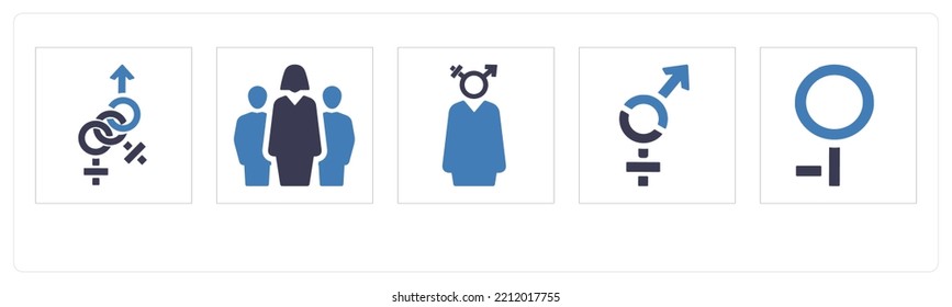 A set of 5 Gender icons such as male, gender, bisexual