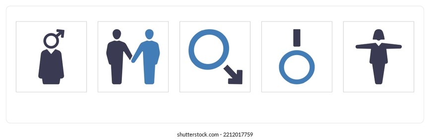 A set of 5 Gender icons such as male, gender, bisexual