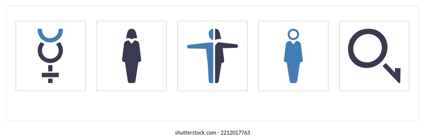 A set of 5 Gender icons such as male, gender, bisexual