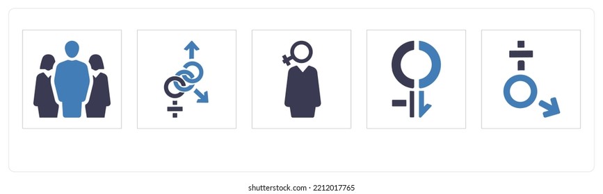 A set of 5 Gender icons such as male, gender, bisexual