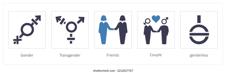 A set of 5 Gender icons such as male, gender, bisexual