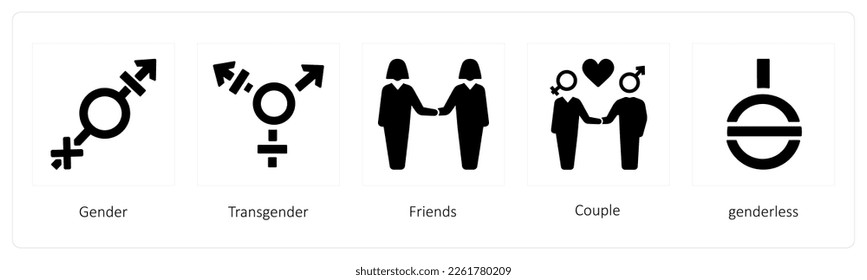 A set of 5 Gender icons such as male, gender, bisexual