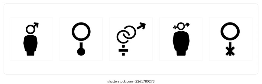 A set of 5 Gender icons such as male, gender, bisexual