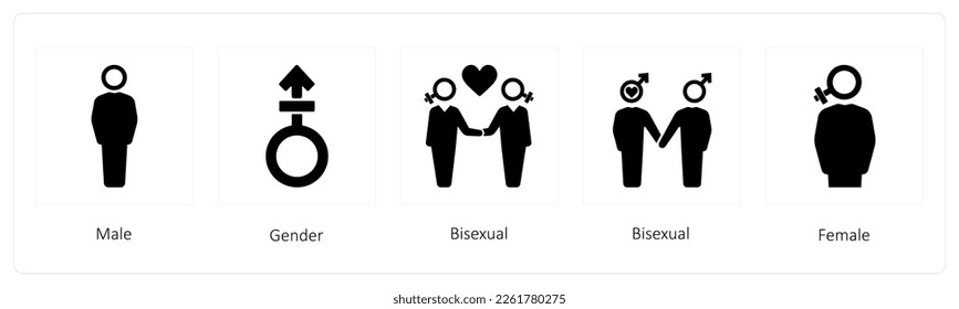 A set of 5 Gender icons such as male, gender, bisexual