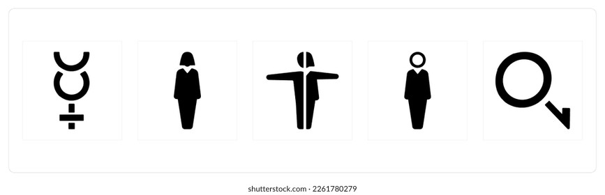 A set of 5 Gender icons such as male, gender, bisexual