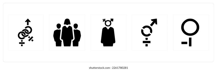 A set of 5 Gender icons such as male, gender, bisexual