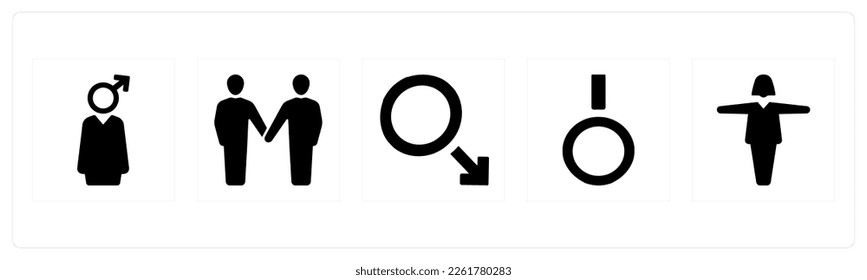 A set of 5 Gender icons such as male, gender, bisexual