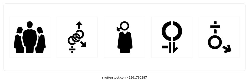 A set of 5 Gender icons such as male, gender, bisexual