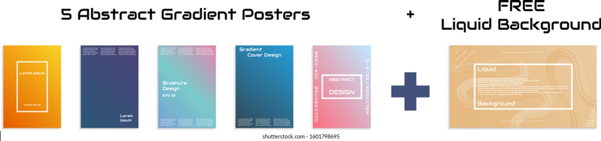 Set of 5 gradient layout banner. Set of gradient elements. Gradient layout for greetings card, flyers, invitation, posters, brochure, banners, calendar. Only gradient. Vector stock. Eps