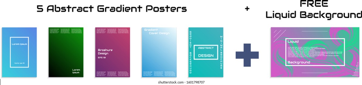 Set of 5 gradient layout banner. Set of gradient elements. Gradient layout for greetings card, flyers, invitation, posters, brochure, banners, calendar. Only gradient. Vector stock. Eps