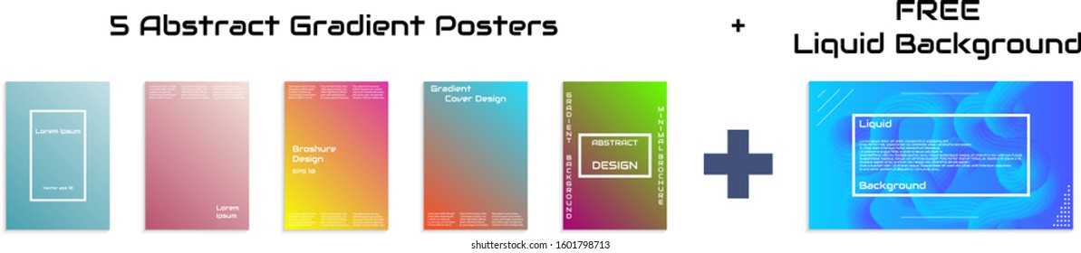 Set of 5 gradient layout banner. Set of gradient elements. Gradient layout for greetings card, flyers, invitation, posters, brochure, banners, calendar. Only gradient. Vector stock. Eps