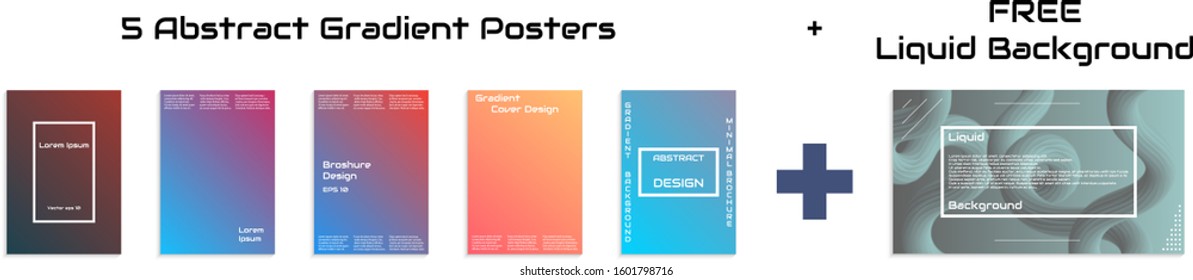 Set of 5 gradient layout banner. Set of gradient elements. Gradient layout for greetings card, flyers, invitation, posters, brochure, banners, calendar. Only gradient. Vector stock. Eps