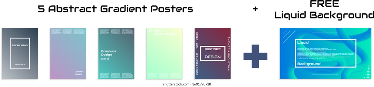 Set of 5 gradient layout banner. Set of gradient elements. Gradient layout for greetings card, flyers, invitation, posters, brochure, banners, calendar. Only gradient. Vector stock. Eps