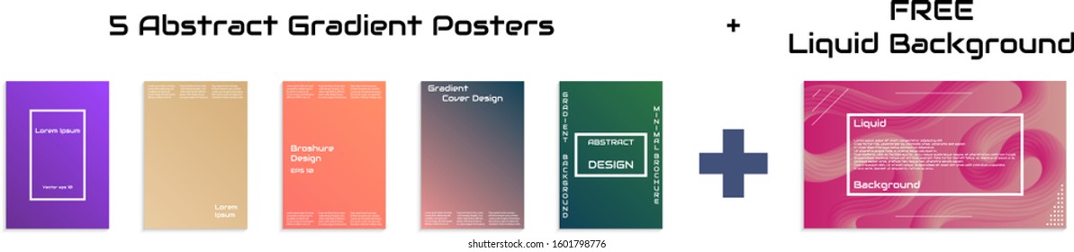 Set of 5 gradient layout banner. Set of gradient elements. Gradient layout for greetings card, flyers, invitation, posters, brochure, banners, calendar. Only gradient. Vector stock. Eps
