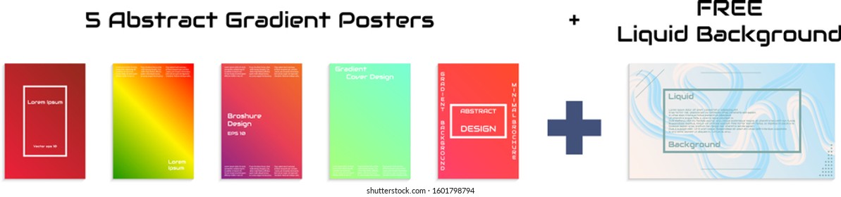 Set of 5 gradient layout banner. Set of gradient elements. Gradient layout for greetings card, flyers, invitation, posters, brochure, banners, calendar. Only gradient. Vector stock. Eps