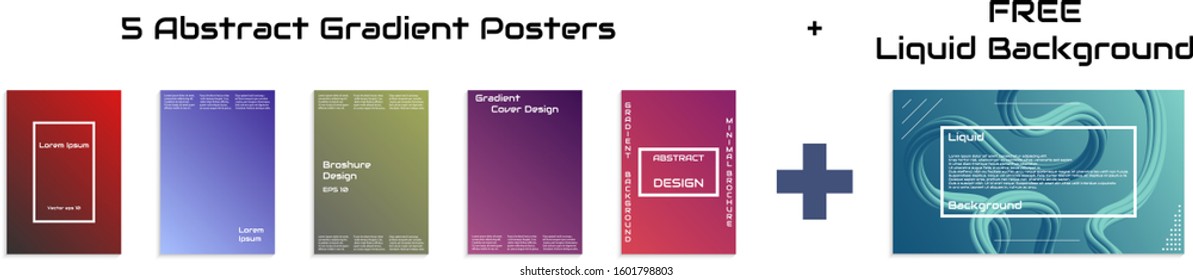 Set of 5 gradient layout banner. Set of gradient elements. Gradient layout for greetings card, flyers, invitation, posters, brochure, banners, calendar. Only gradient. Vector stock. Eps