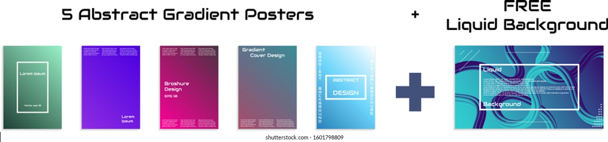 Set of 5 gradient layout banner. Set of gradient elements. Gradient layout for greetings card, flyers, invitation, posters, brochure, banners, calendar. Only gradient. Vector stock. Eps