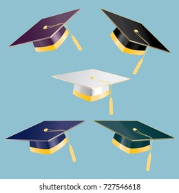 Set of 5 graduation student hats
