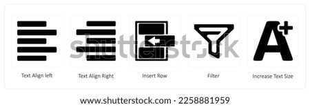 A set of 5 graphic tools icons such as Text Align left, Text Align Right