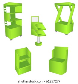 set of 5 green display. vector illustration