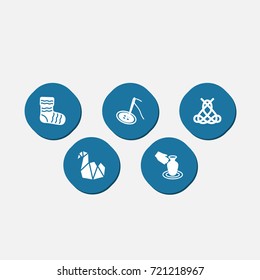 Set Of 5 Handcraft Icons Set.Collection Of Vase, Handicraft, Paper Figure Elements.